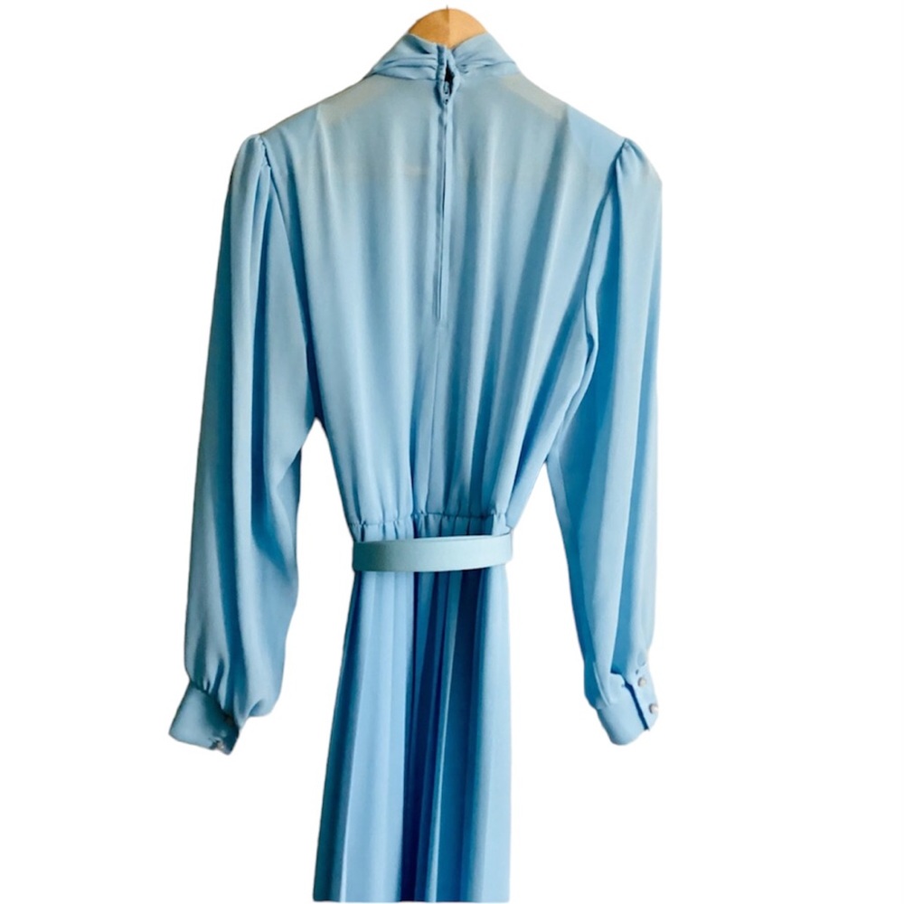 Vintage | D'Allairds Cocktail Semi-Sheer Midi Dress Pleated Classic Size S/M - Picture 9 of 14
